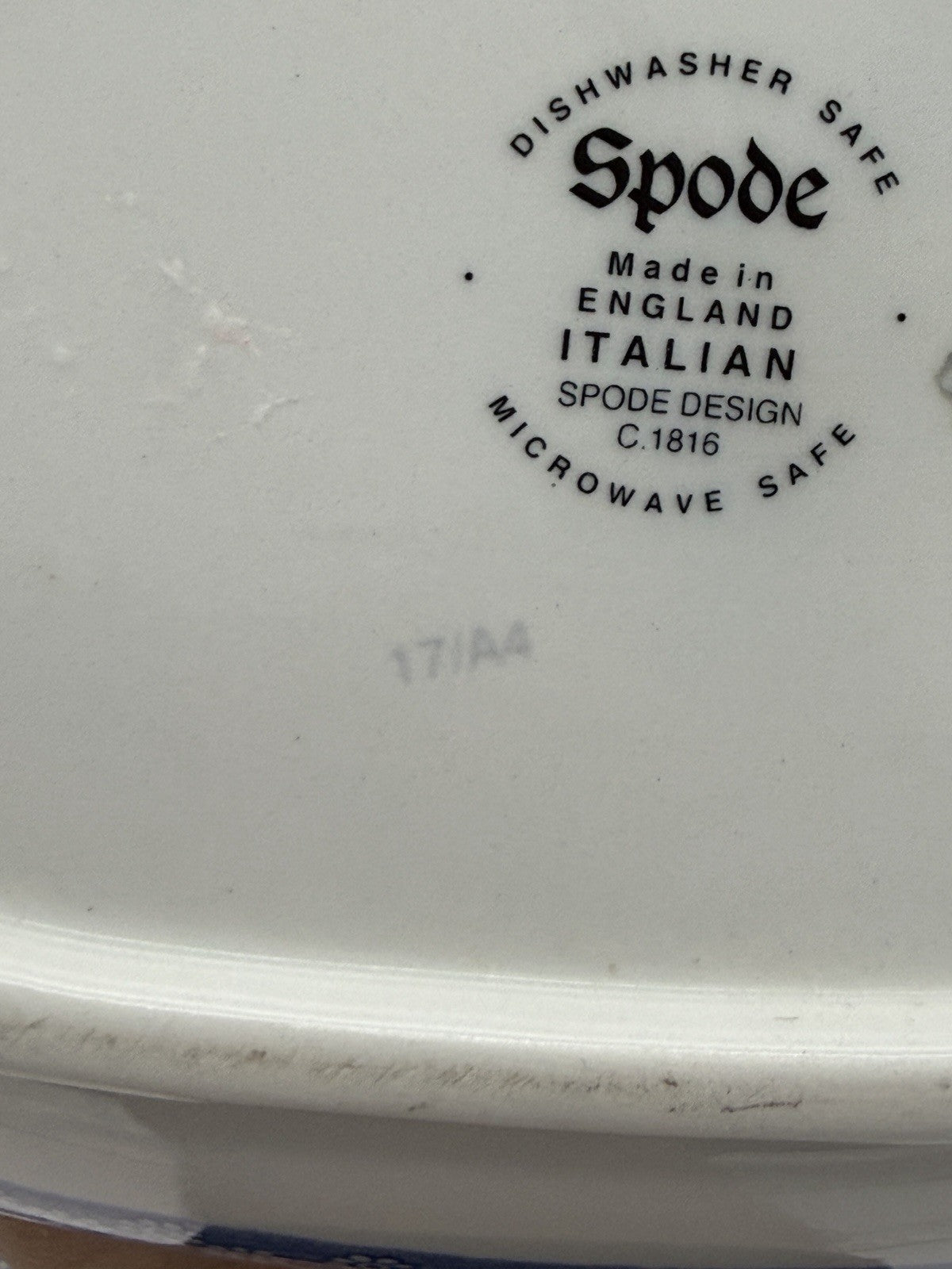 Large Spode England Porcelain Italian Blue & White Teapot 17/A4 Scenic 10”x5”