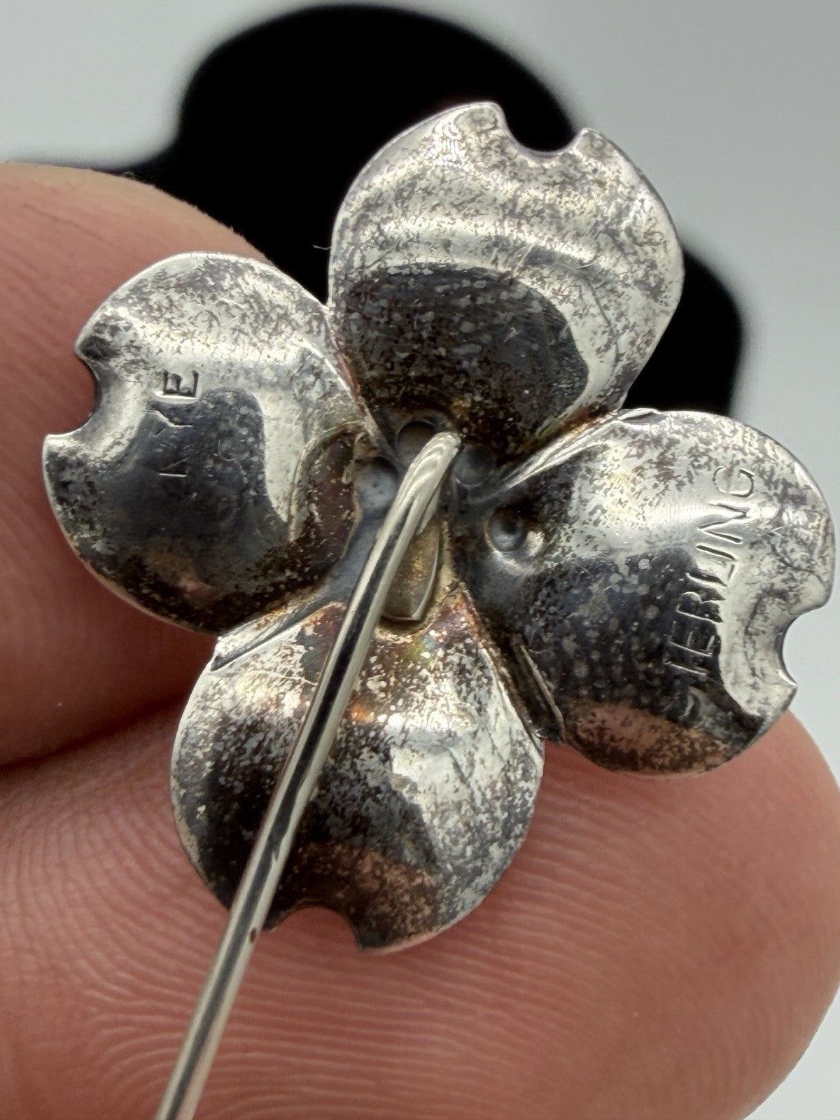 Vintage Stuart NYE Sterling Silver 925 Dogwood Flower Lapel Pin Early NYE 2-1/4"