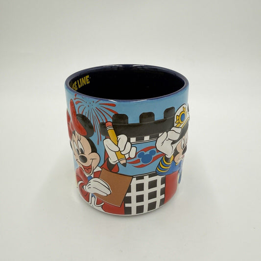 Disney Cruise Line Raised 3D Embossed Ceramic Mug Mickey Minnie Goofy