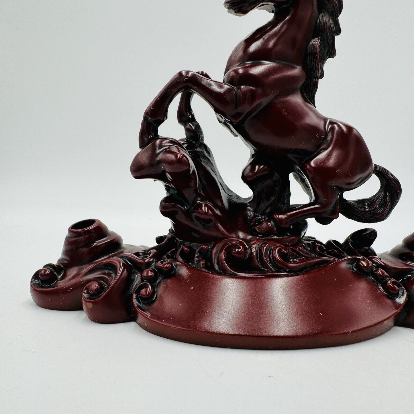 Chinese Red Resin Galloping Horse Pen Holders Desk Paperweight Vintage