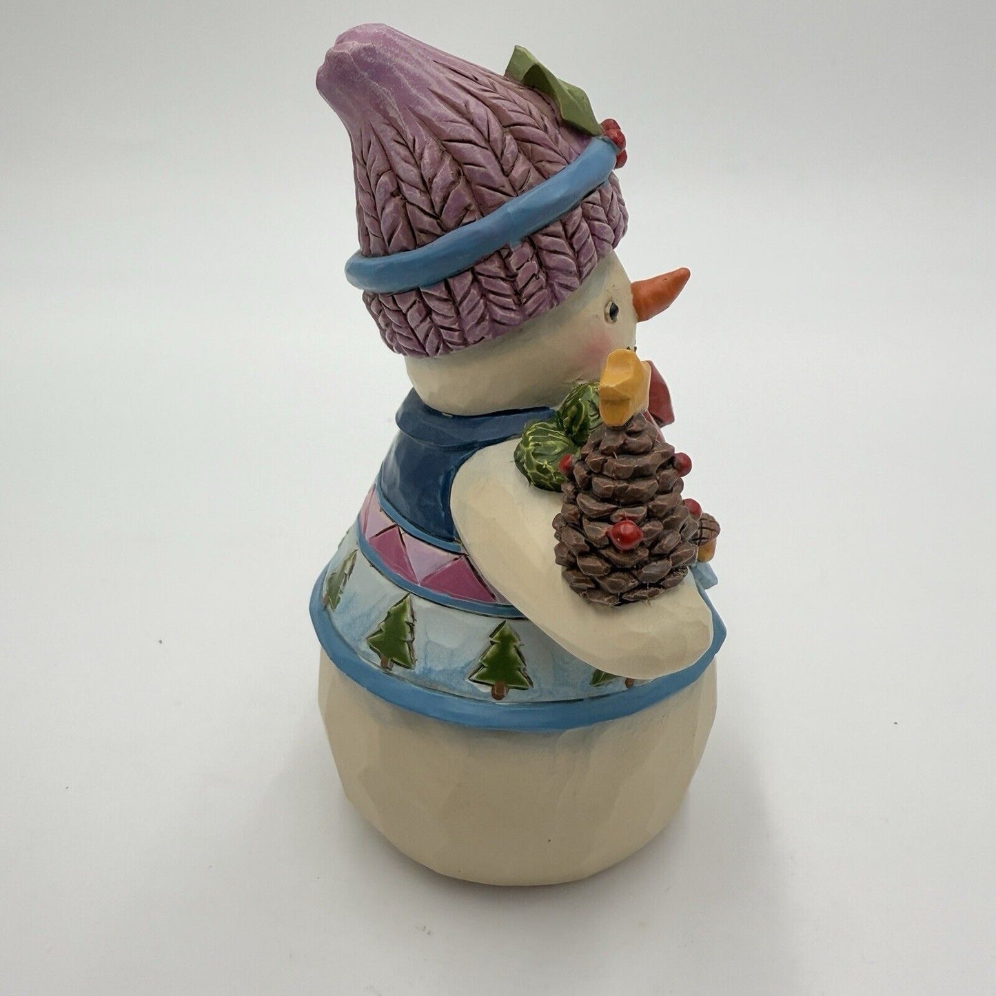 JIM SHORE Pinecones & Holly 4.75" Snowman Figurine Resin Christmas