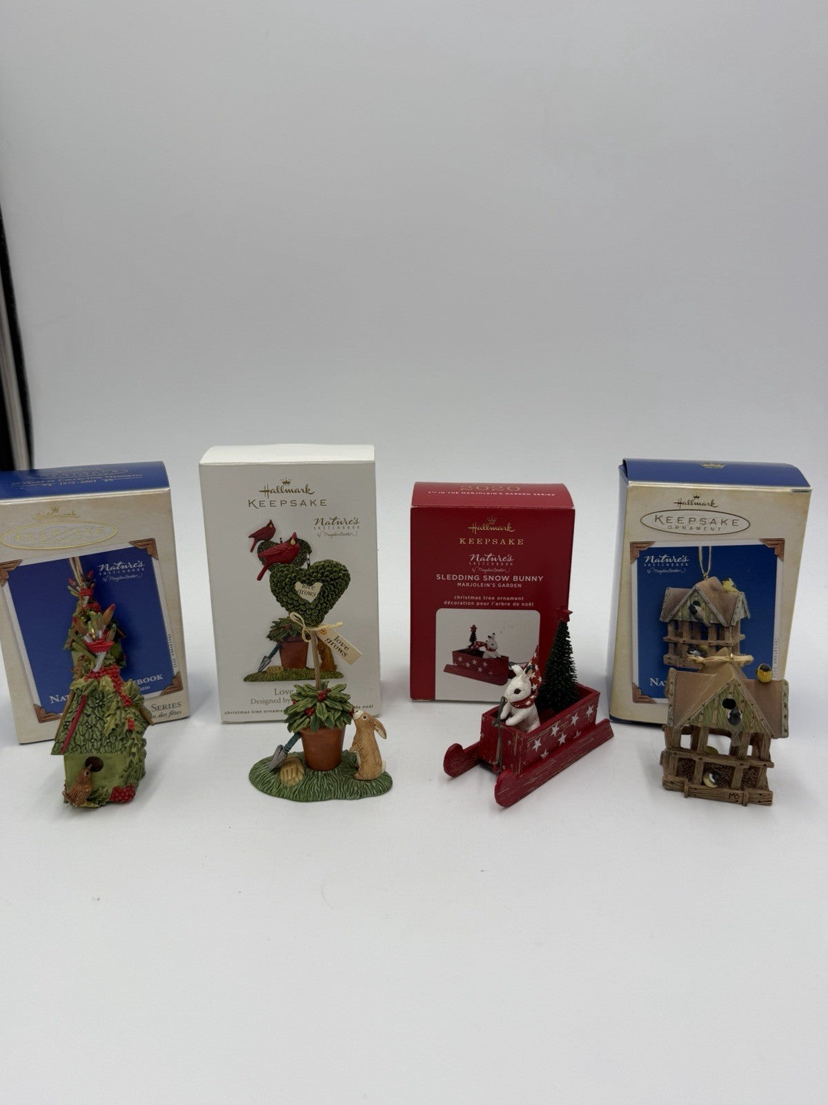 Hallmark Marjolein Bastin Natures Sketchbook Christmas Ornaments Set 4