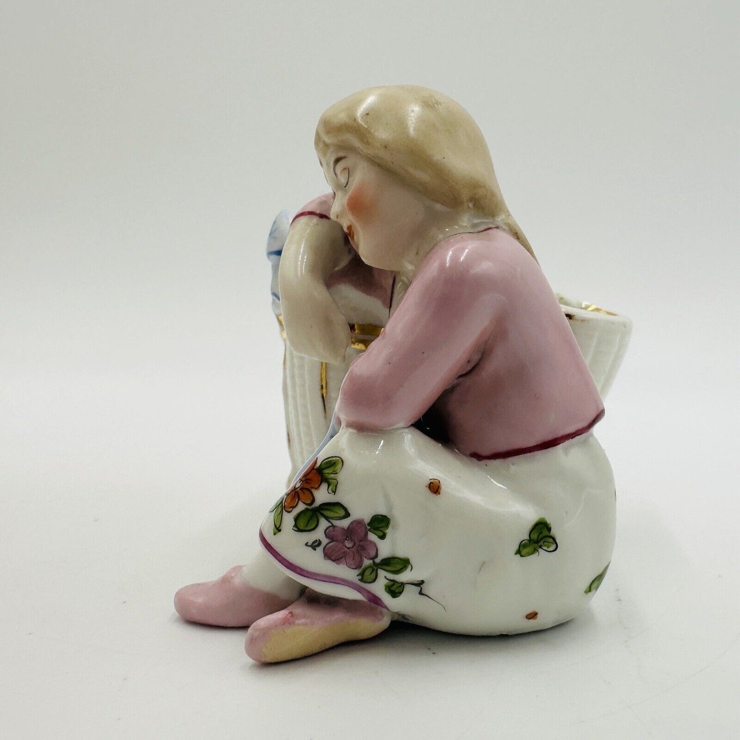 Conta & Boehme Figurine Girl Resting  Porcelain German 1890 Antique Small Detail