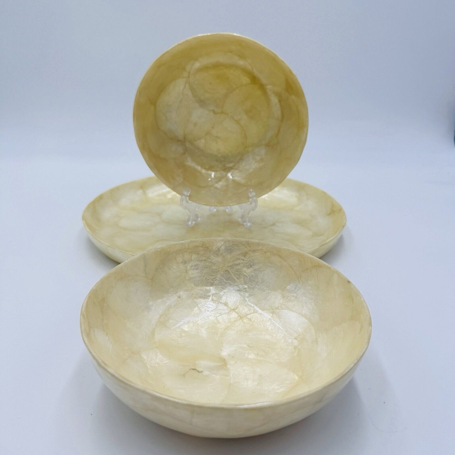 Vintage Capiz Shell Tray and Bowls Set 3 Pieces