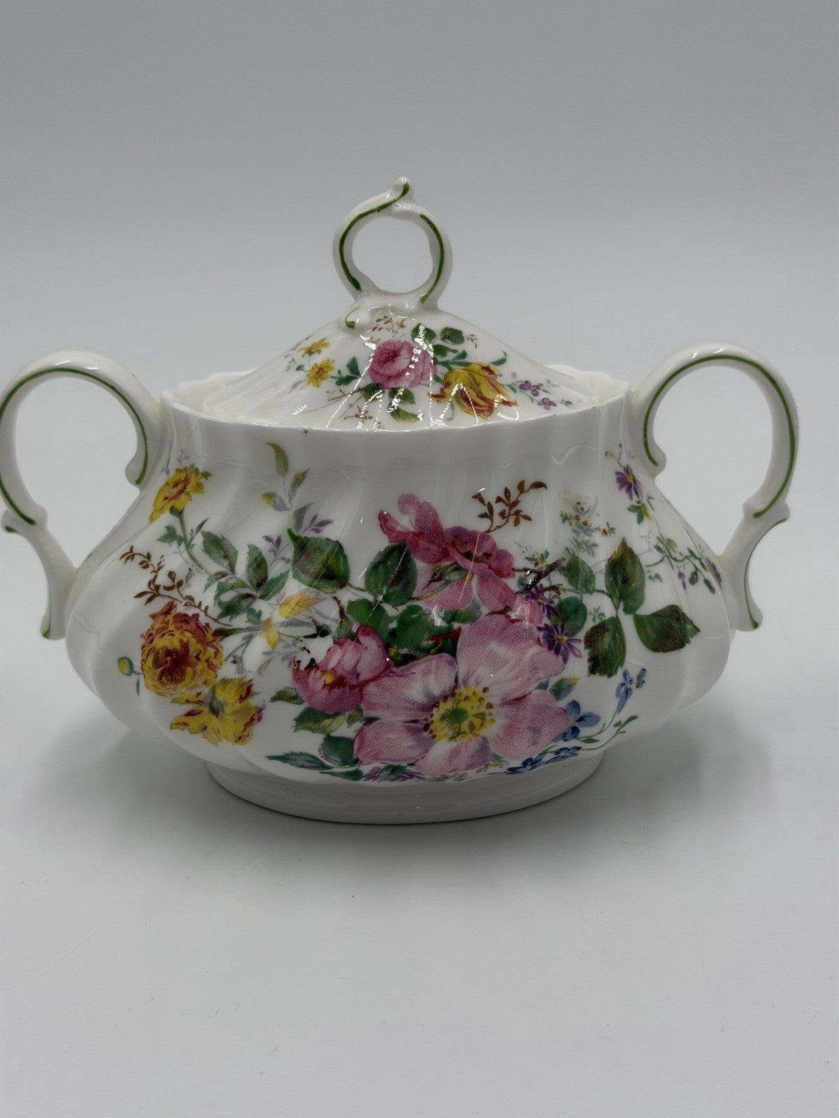 Royal Doulton England Porcelain Arcadia Sugar Bowl W/Lid H4802 Floral Vintage