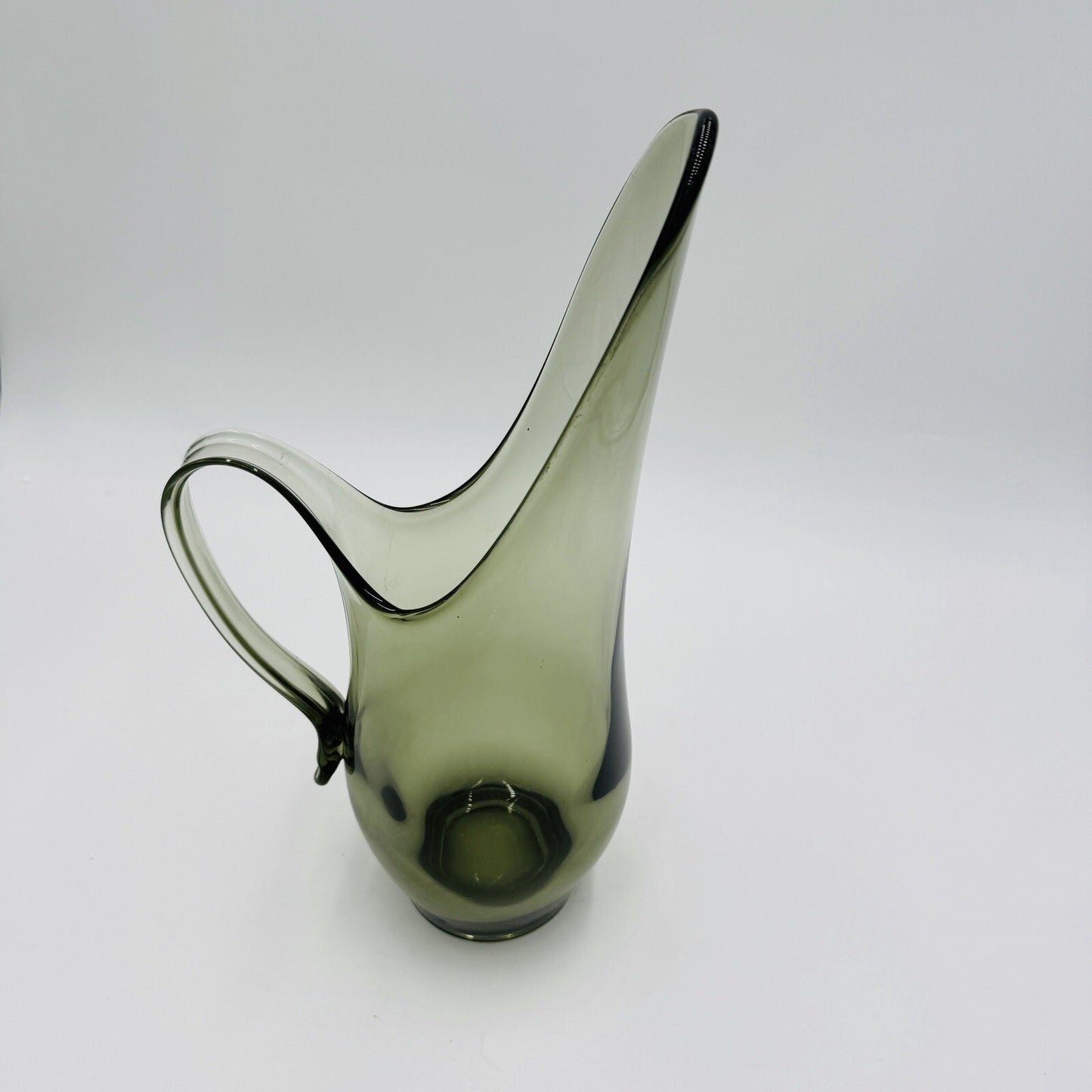 Viking Pitcher Swung Art Glass Charcoal 12.5in MCM Serveware Home Decor