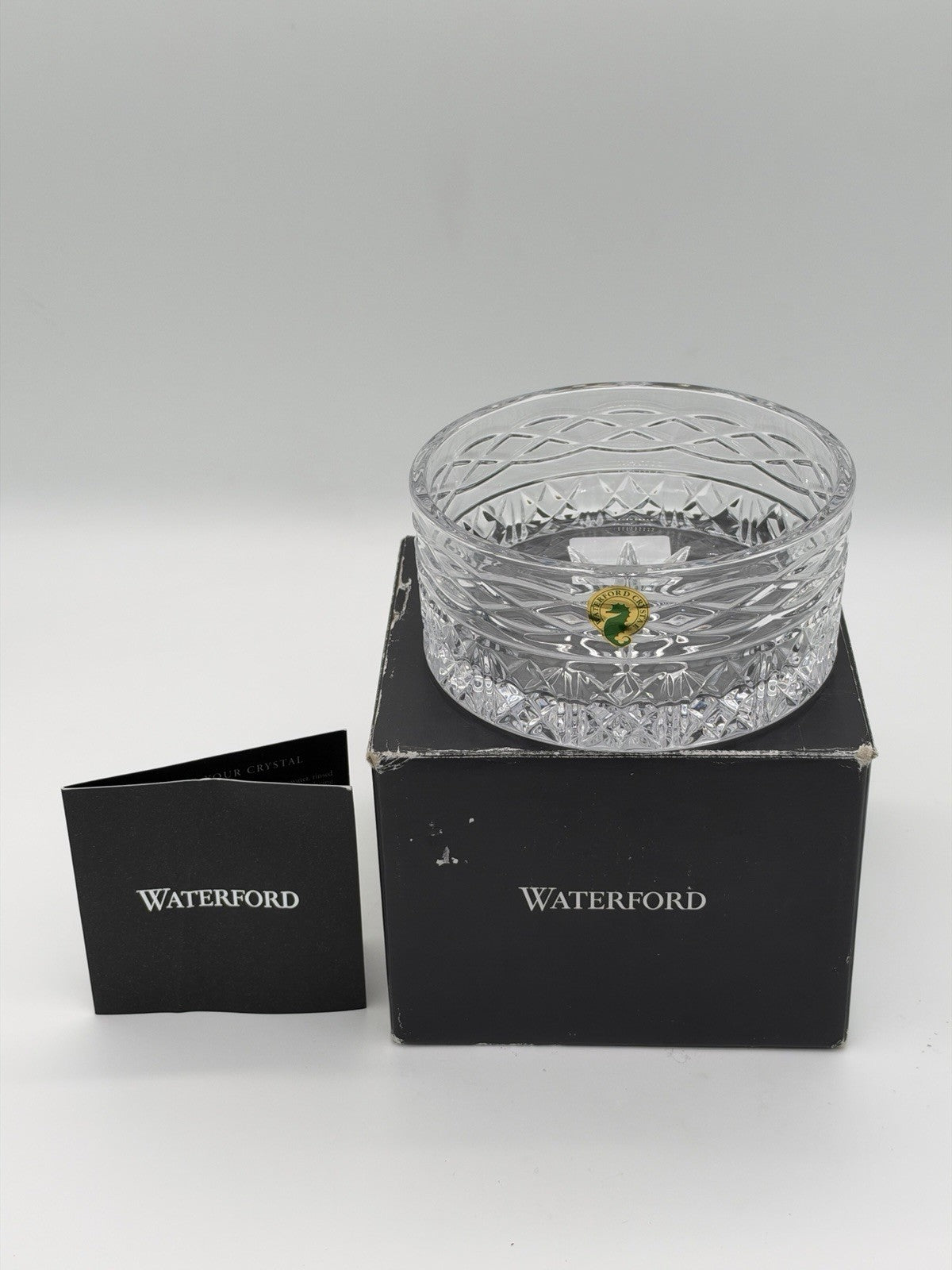 Waterford Crystal Slovene book of Kells Bottle Coaster Cut 5” Boxed Vintage