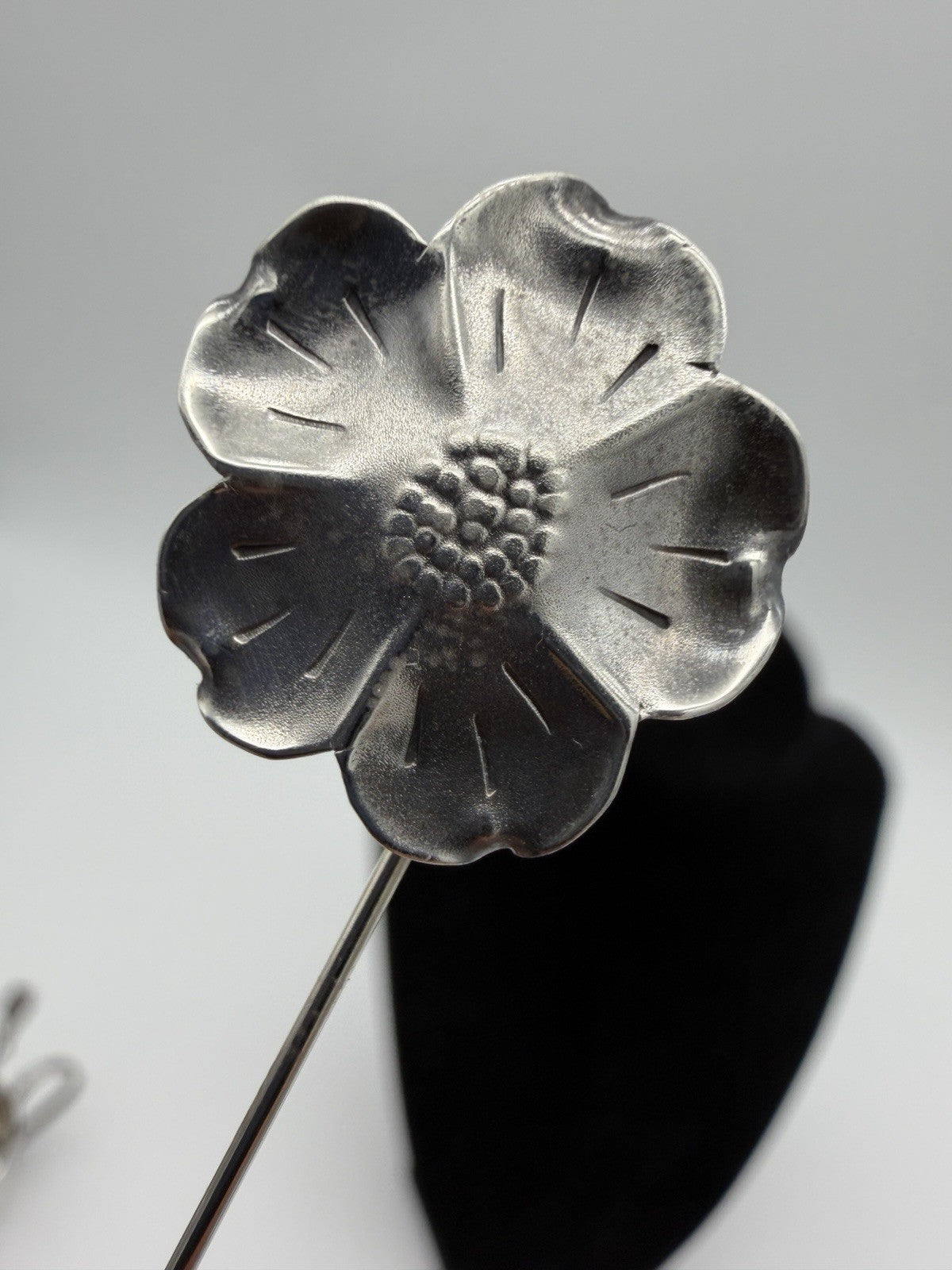 Vintage Stuart NYE Sterling Silver 925 Dogwood Flower Lapel Pin Early NYE 2-1/4"
