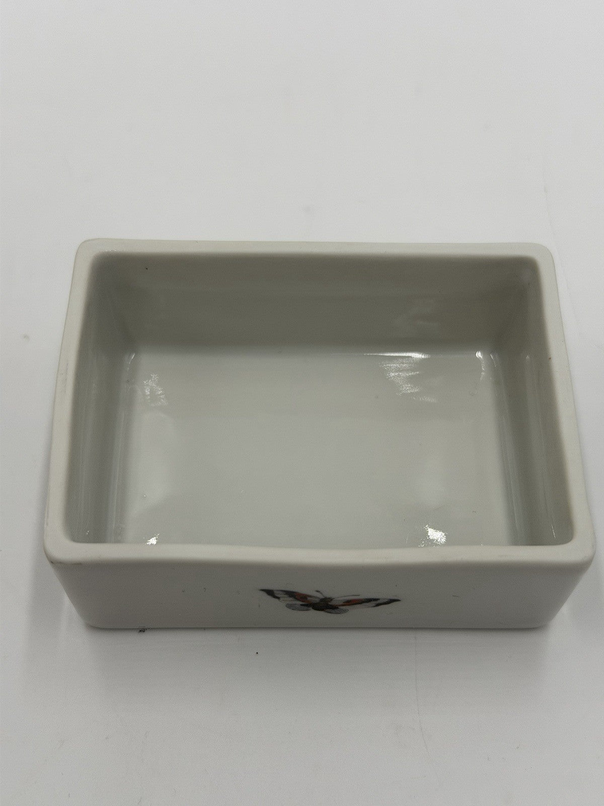 Vtg Limoges France Porcelain Birds Bugs  Botanical Trinket Box 1.5”x3.5”x2.5”