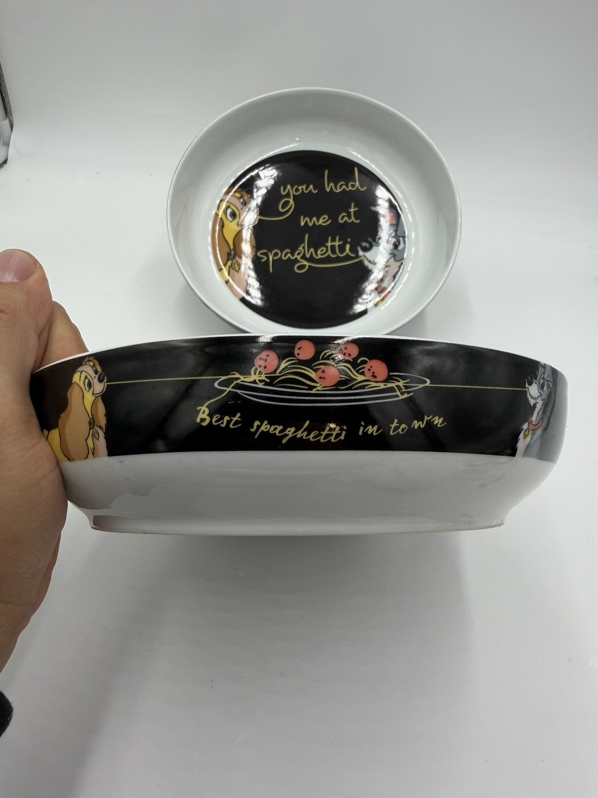 Disney Lady And The Tramp YOU HAD ME AT SPAGHETTI Dinner Pasta Bowl Set of 2