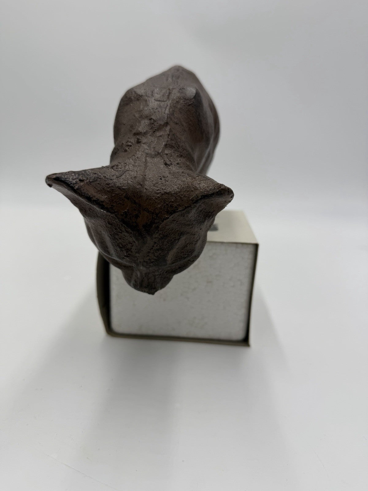 vintage cast iron cat shelf sitter with a rustic antique brown finish 10”Lx4”H