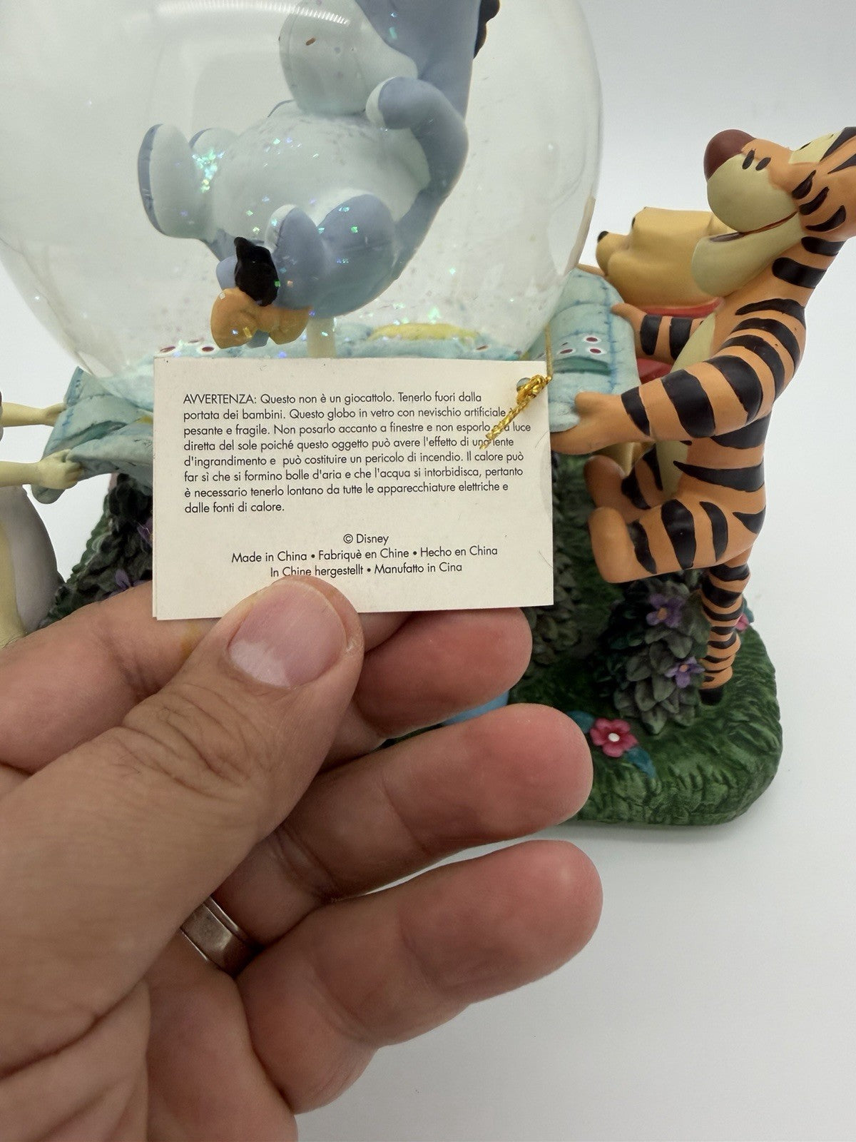 Disney Wonderland Winnie The Pooh Eeyore Musical Snow Globe Rumbly in my Tumble