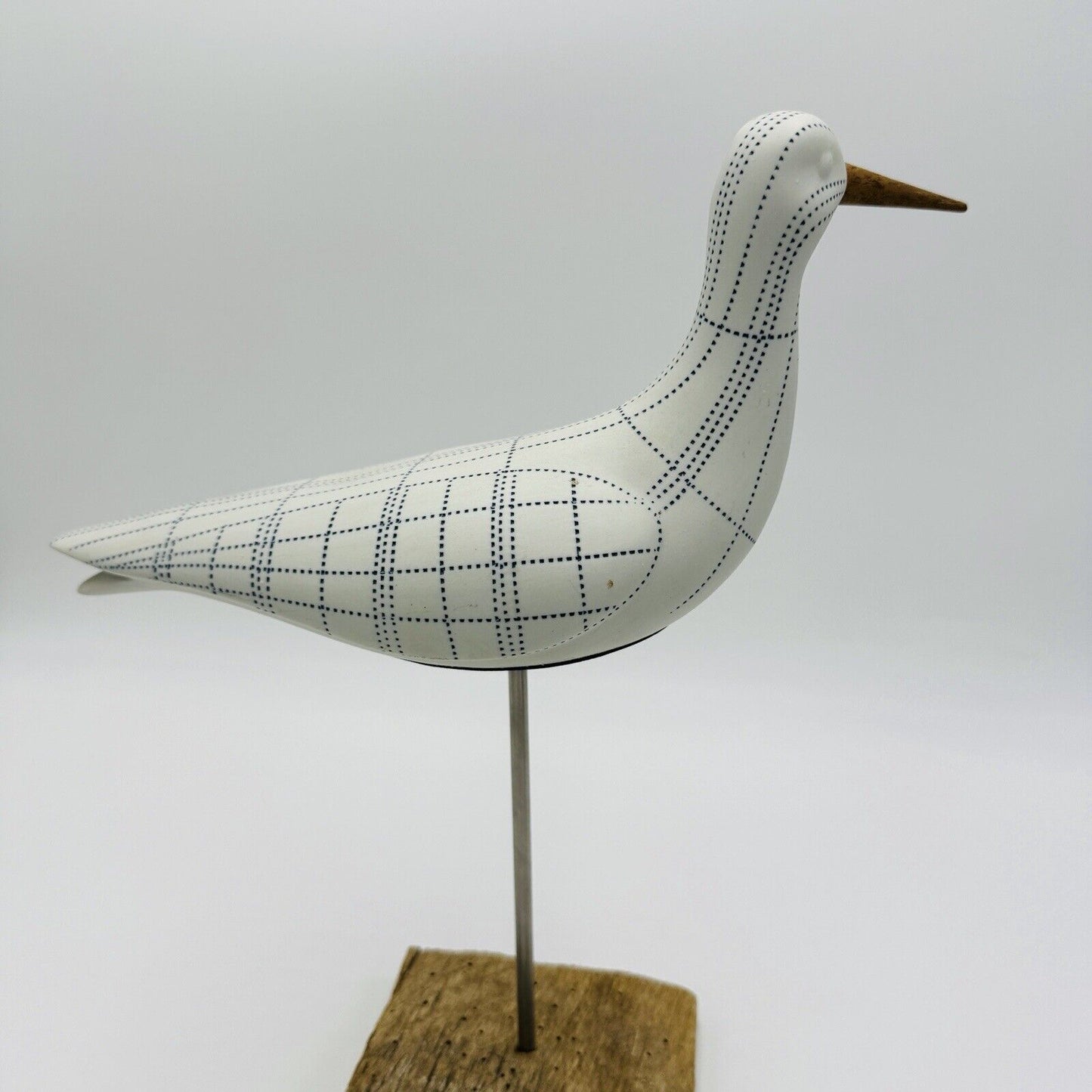 White and Blue Seagull Bird Sculpture Nautical Lake House Sea Ocean Decor