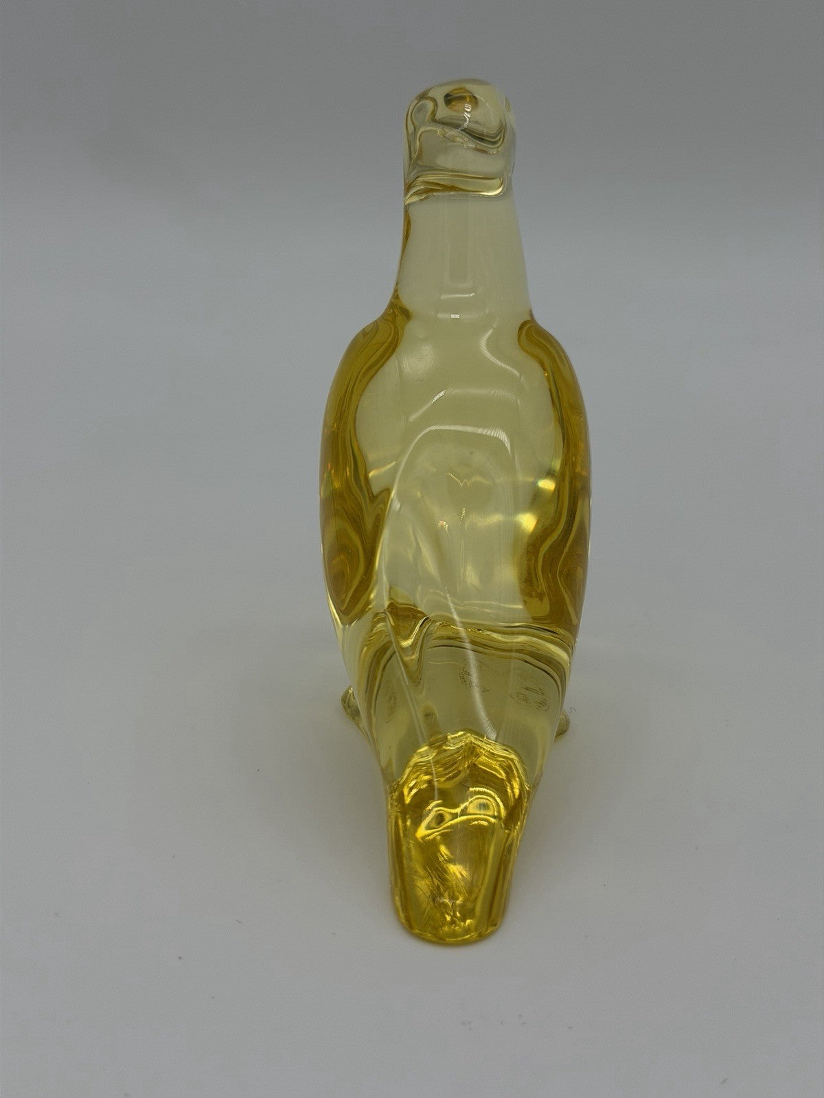 Baccarat France Crystal Art Glass Yellow Citrine Parrot Parakeet Figurine 4”x5”