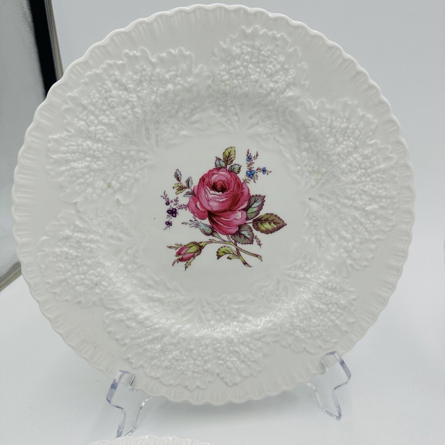 Spode Plates Brial Savoy Rose  Dinner 10in Y2862 4 Piece Set Vintage Serveware