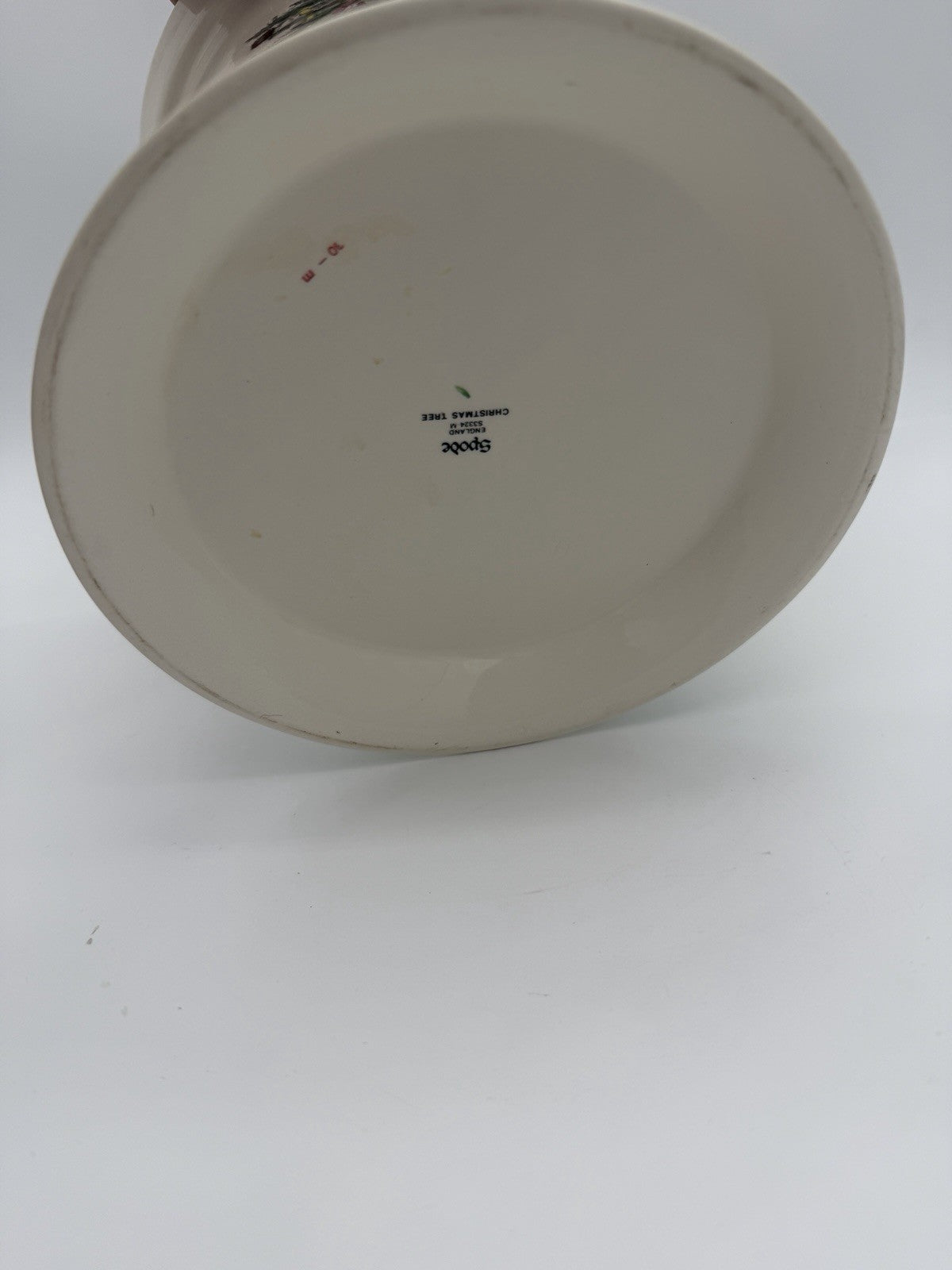 Spode Christmas Tree Canister Cookie Jar W/Rubber Seal On Lid 9”H Vtg England