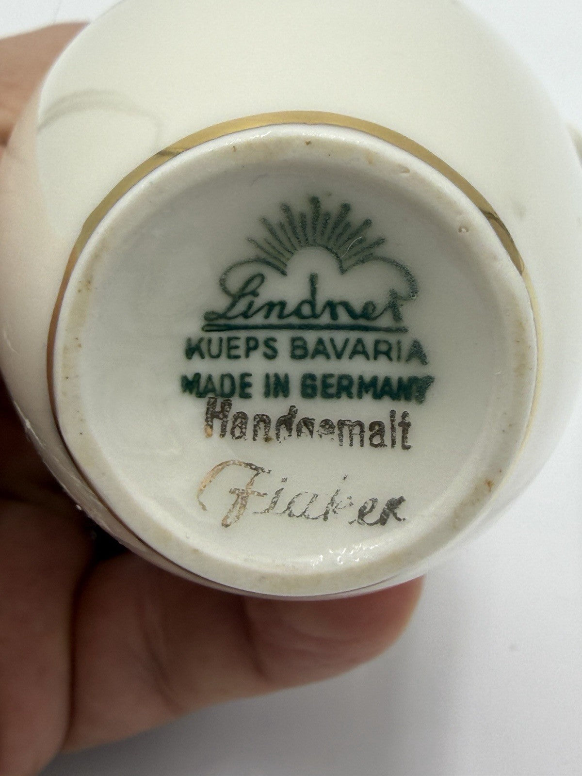 Vintage Lindner Porcelain Kueps Bavaria Germany Pitcher 5” Horseback Ride