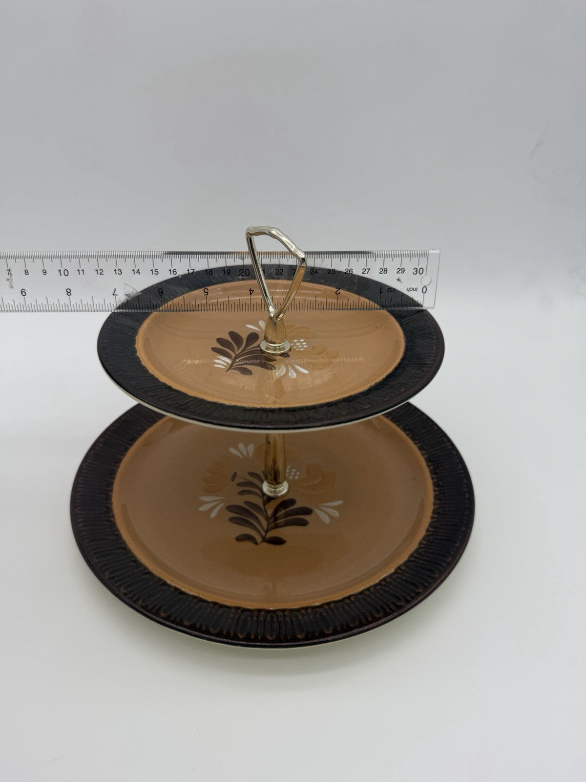 Rare Red Wing Pottery Ceramastone Heatherstone two-tiered Server tray #227