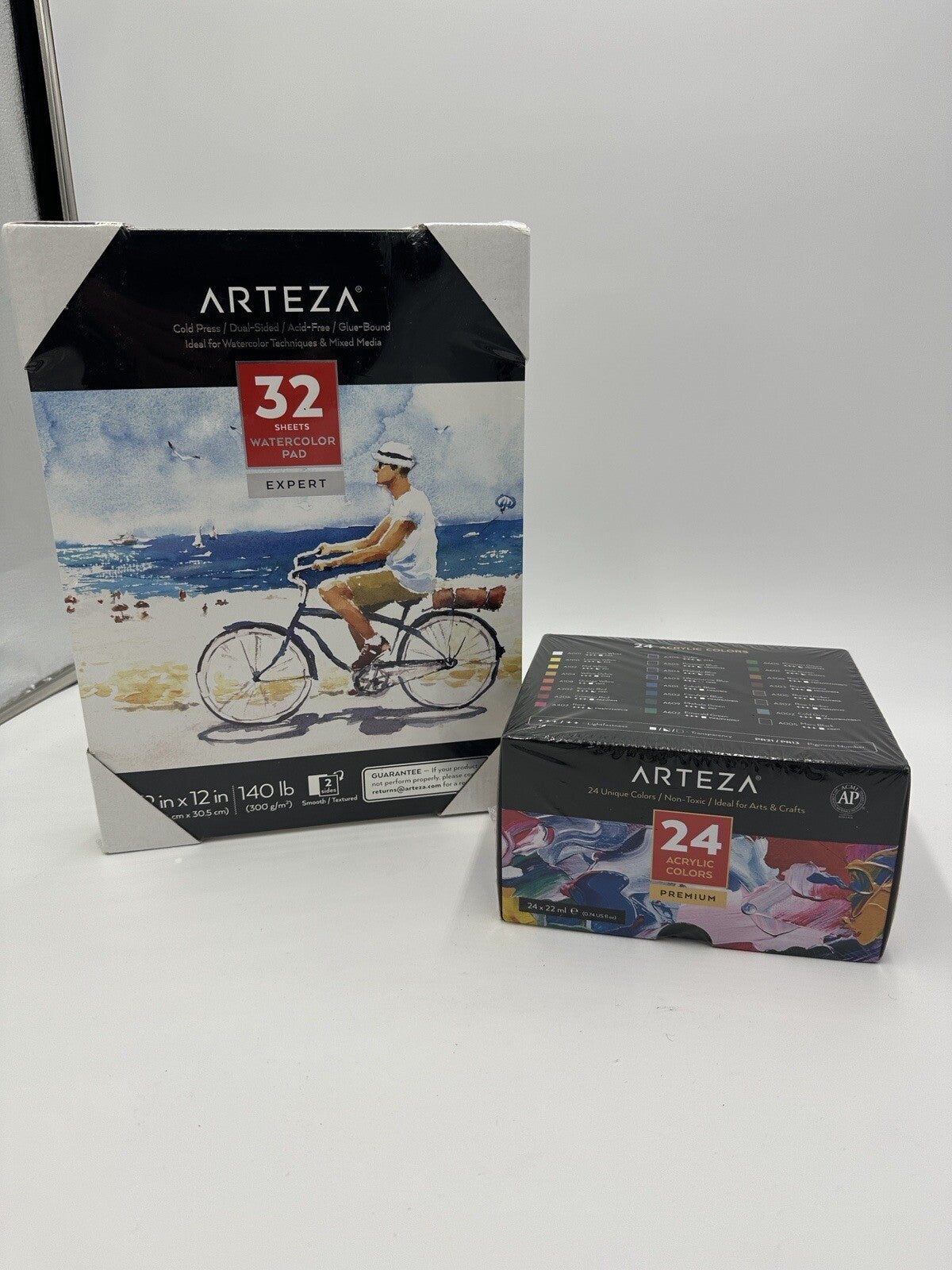 Arteza Acrylic Paint & Watercolor Pad 32 And 24 Colors Tubes 0.74 oz 22 ml Set