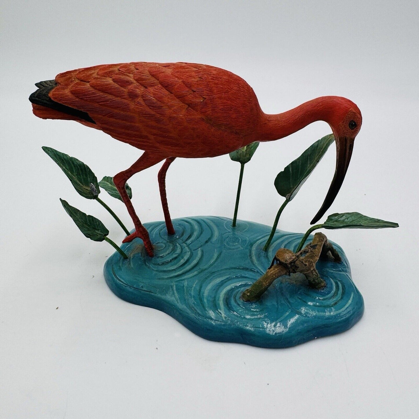 The Danbury Mint Scarlet Hunter Ibis Bird Figurine By Jeff Rechin 4” X 6”vintage