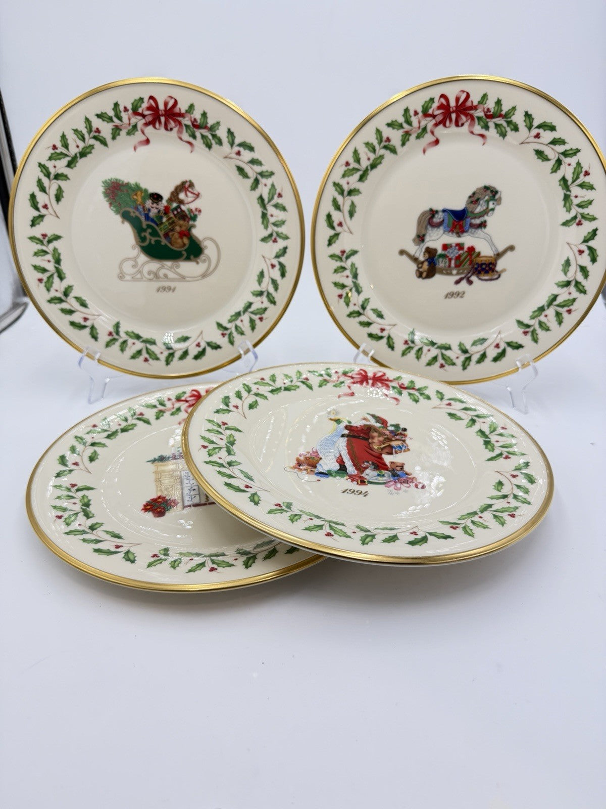 Lenox Porcelain USA  Annual Holiday Collector 11”plate 1991 1992 1993 1994 Set 4