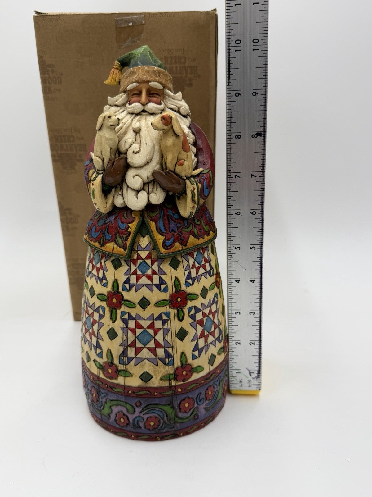 Jim Shore Santa Best Friend Dog & Cat Christmas Santa Figurine 10”H