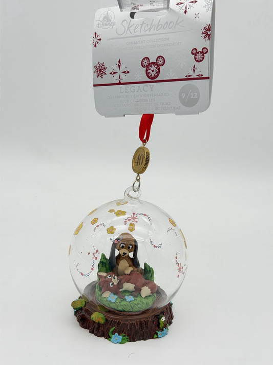 Disney Fox & the Hound 40th Legacy Ornament Sketchbook Glass Globe Christmas