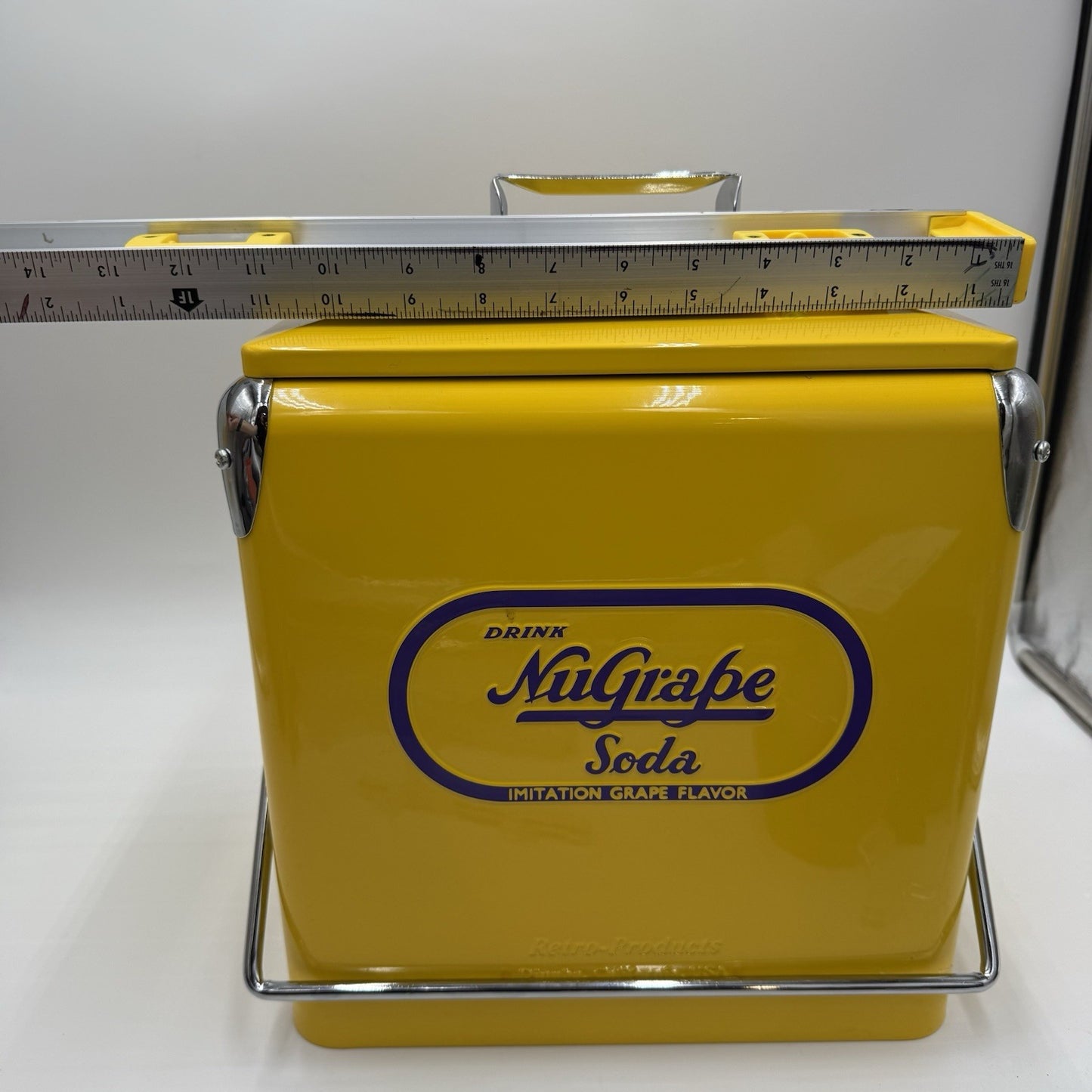Vintage Style Cooler Advertising Nu-Grape Soda Retro Products Yellow Picnic CA