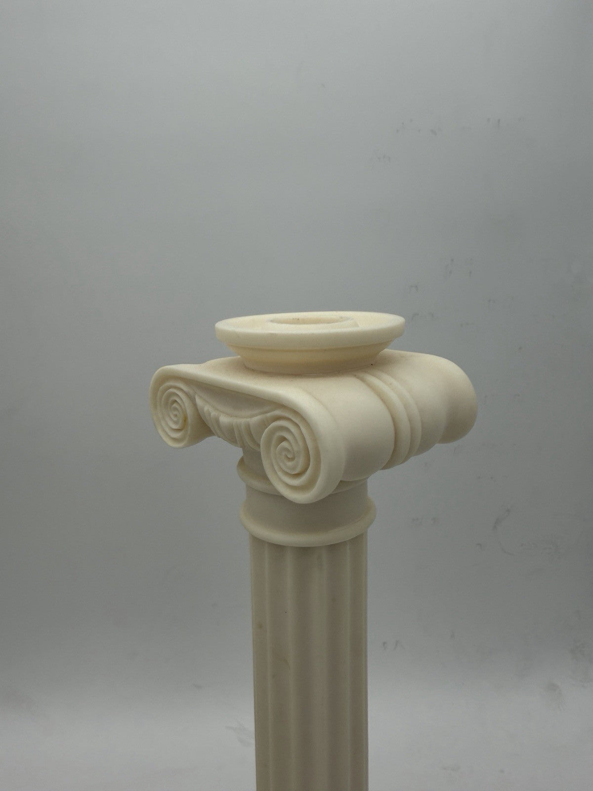 2 Alabaster Carved Roman Columns Corinthian  Sculpture Candle Holders 15.5”x5”