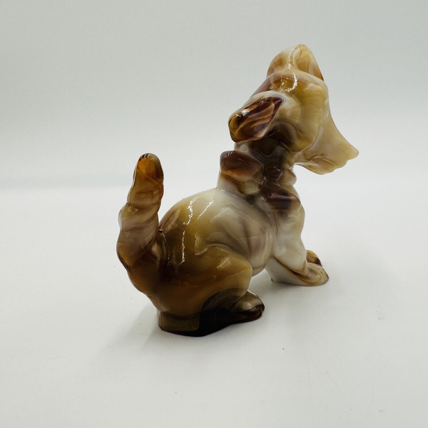 Imperial Art Glass Dog Figurine End O’day Glass Caramel Slag Collection Vintage