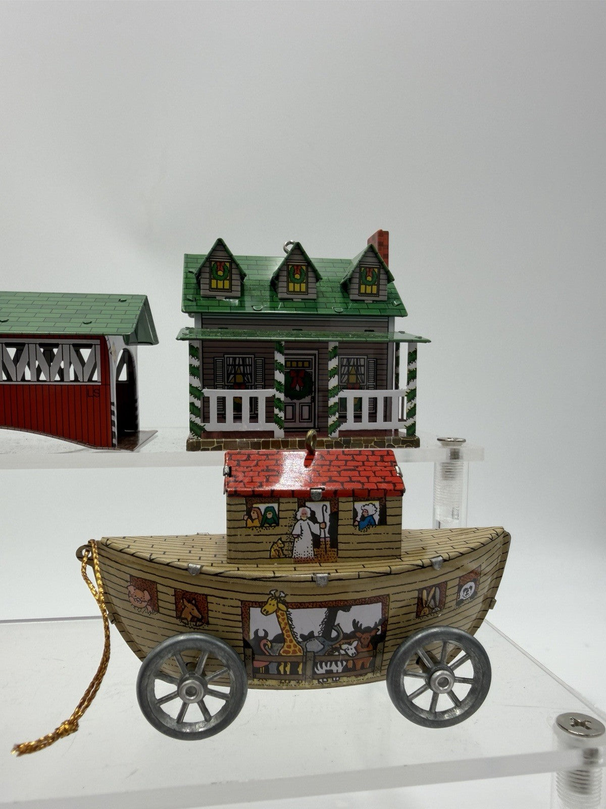 Hallmark Pressed Tin Ornaments Town & Country Series 1999-2003 Christmas 8 Pcs