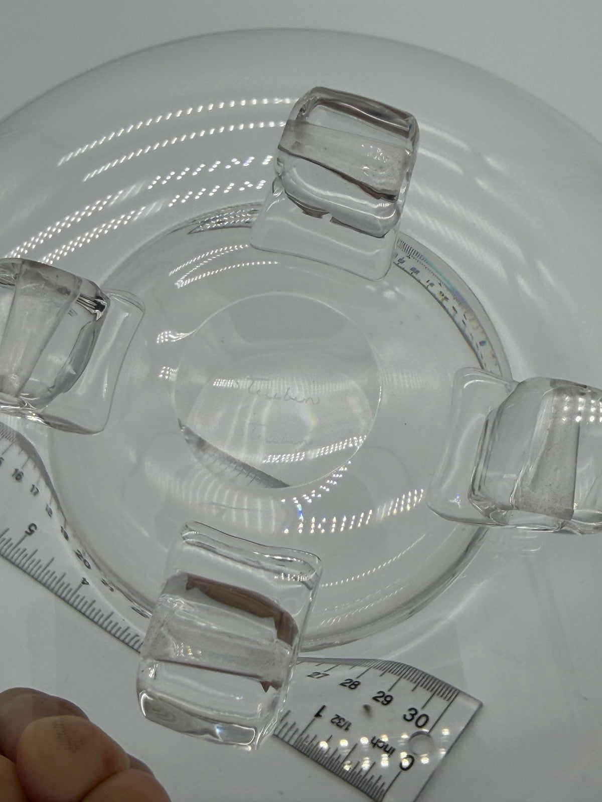 Vintage Steuben John Dreves Designed 7.5” Scroll Footed Glass Bowl Signed