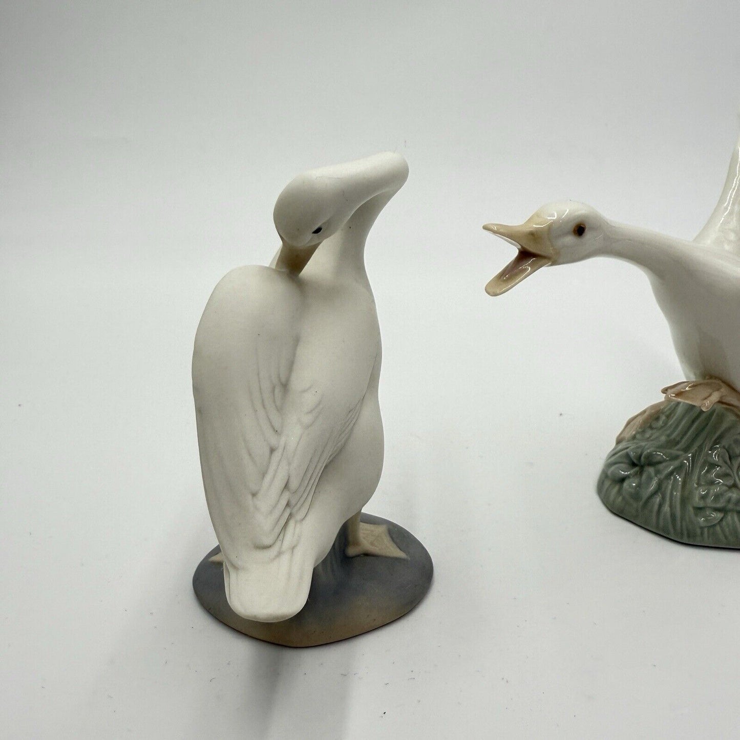 Vintage Lladro Spain Porcelain Ducks Figurines Glossy /matte White Rare 4” Set