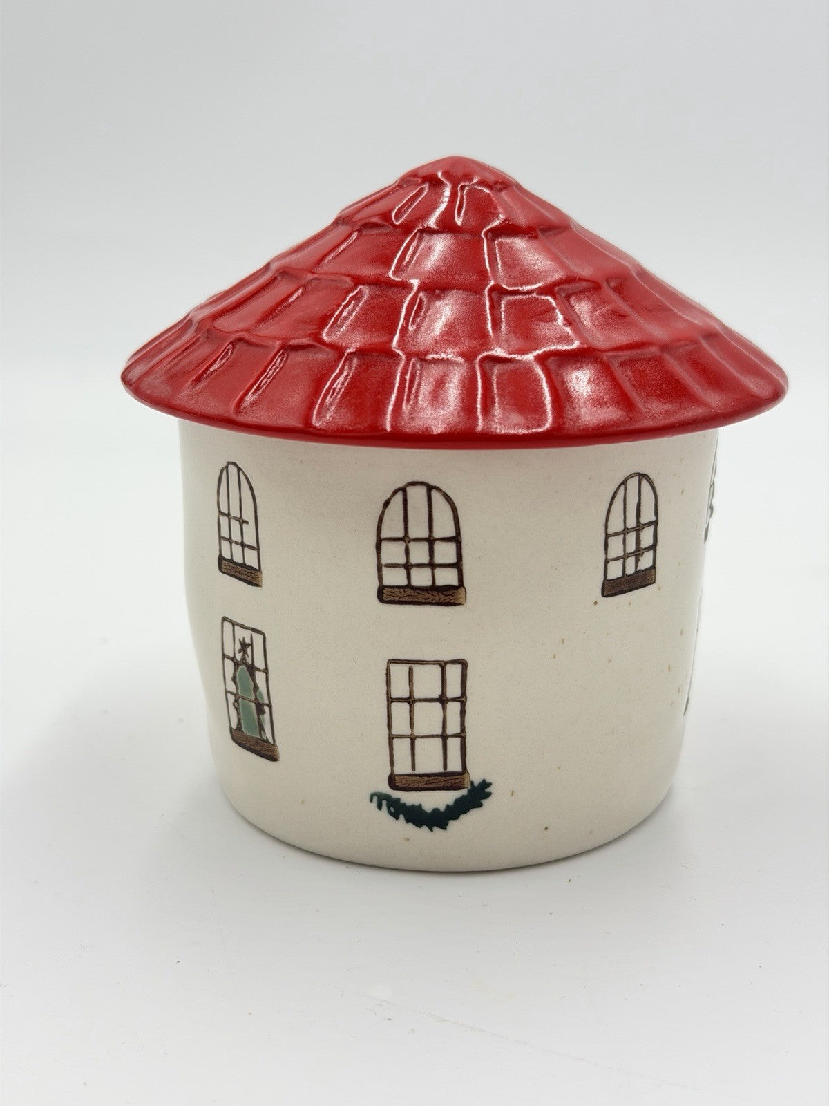 Anthropologie Cozy Home Red Village Rooftop Lid Christmas Coffee Tea Mug Rare