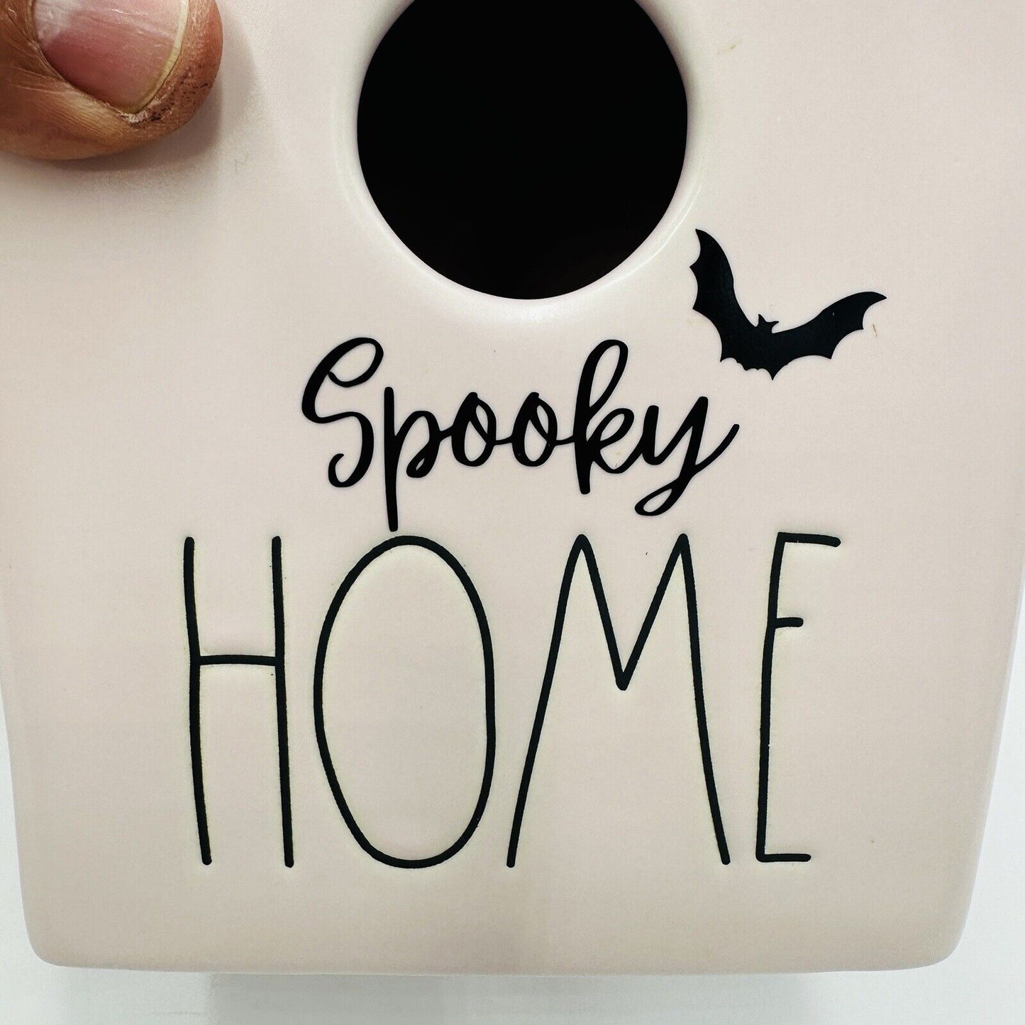 Rae Dunn Spooky Home Ceramic Bird House Bat 8”Halloween Artisan Pink Rare