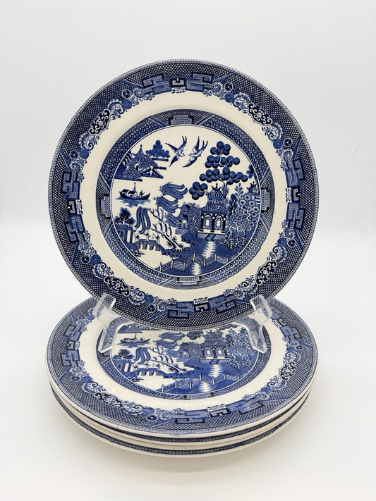 Johnson Bros England Porcelain Blue Willow 10" Dinner Plate chinoiserie 5 PCs