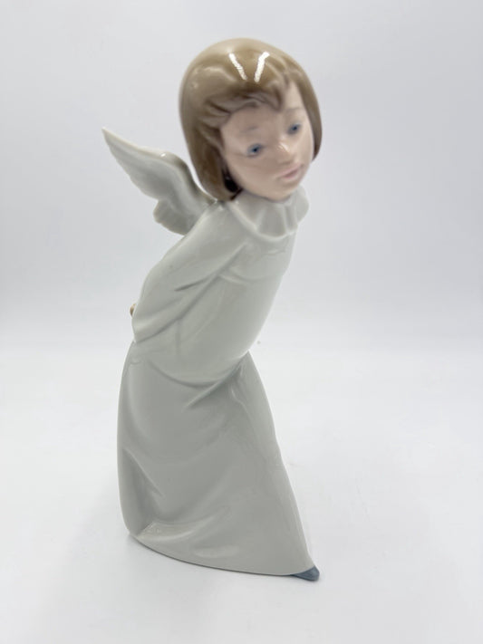 LLADRO Curious Angel With Lantern Figurine #4960 Broken Wing Large 10”