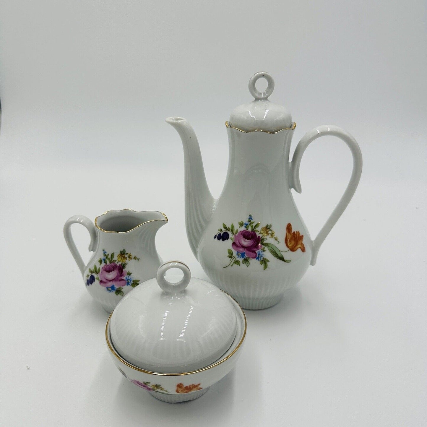 JlMenau Graf Von Henneberg Tea Set White Floral Porcelain German Demitasse 1777