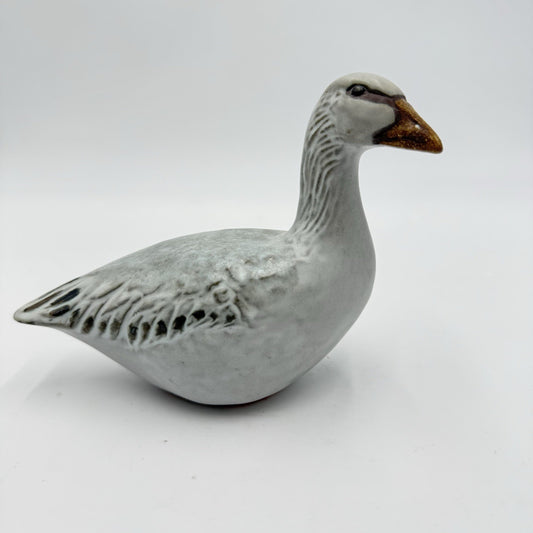 Anderson Design Vintage Studio Art Pottery Goose Figurine Blue Grey Bird Signed