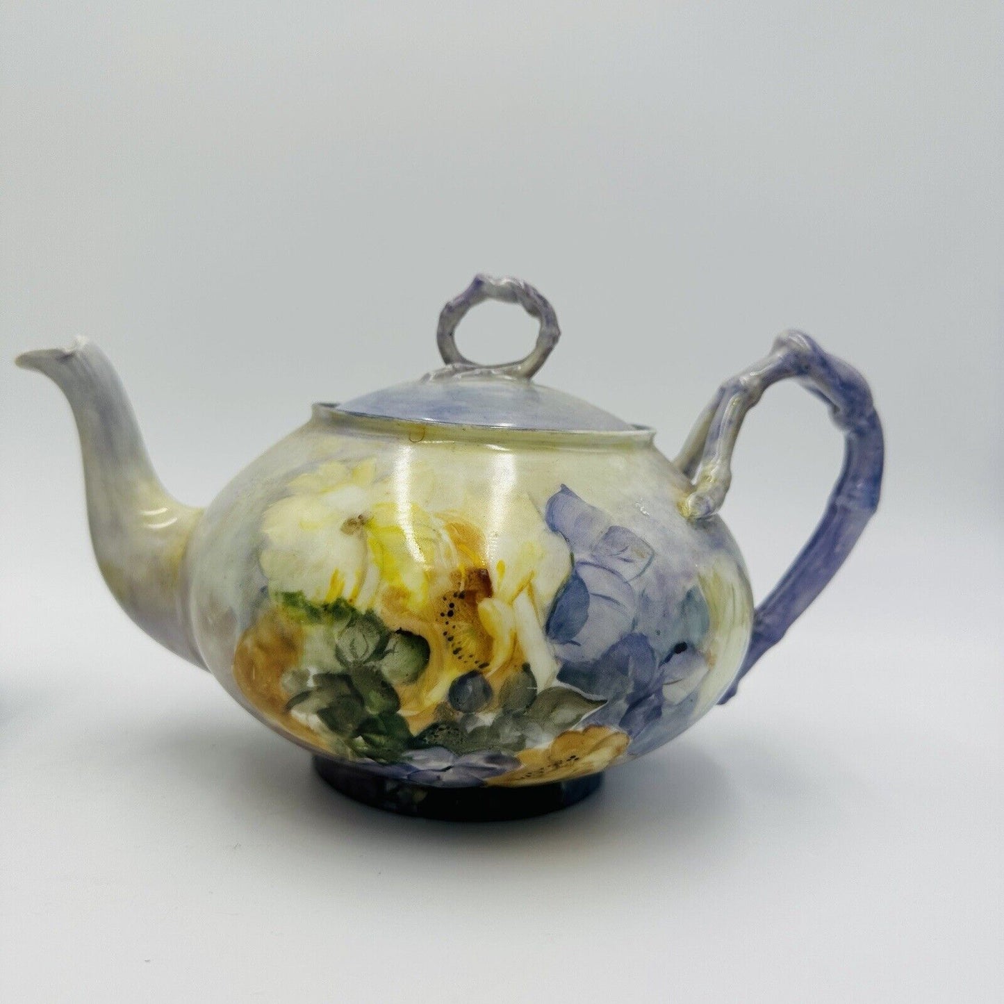 Limoges Teapot Creamer J P L Porcelain J Pouyat France Purple Yellow Antique