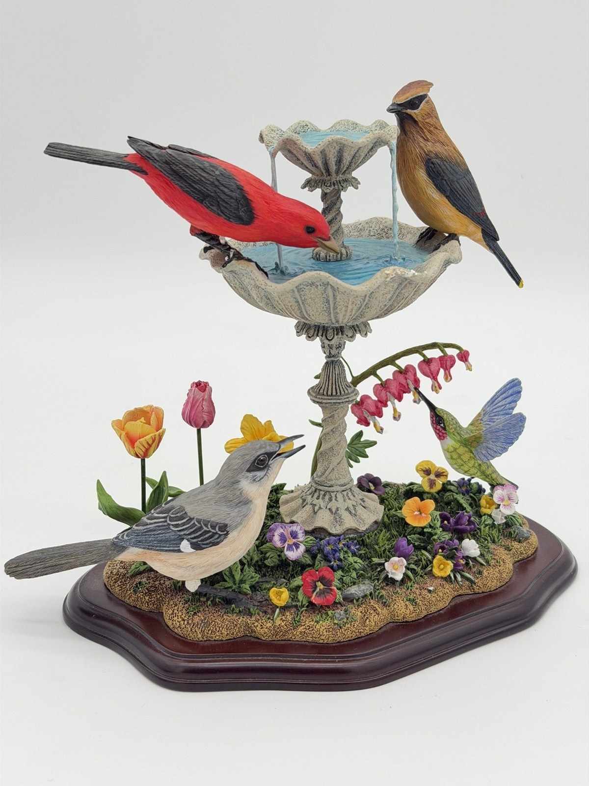 Danbury Mint Spring Gathering Bob Guge Bird Bath Painted Floral Season Figurine