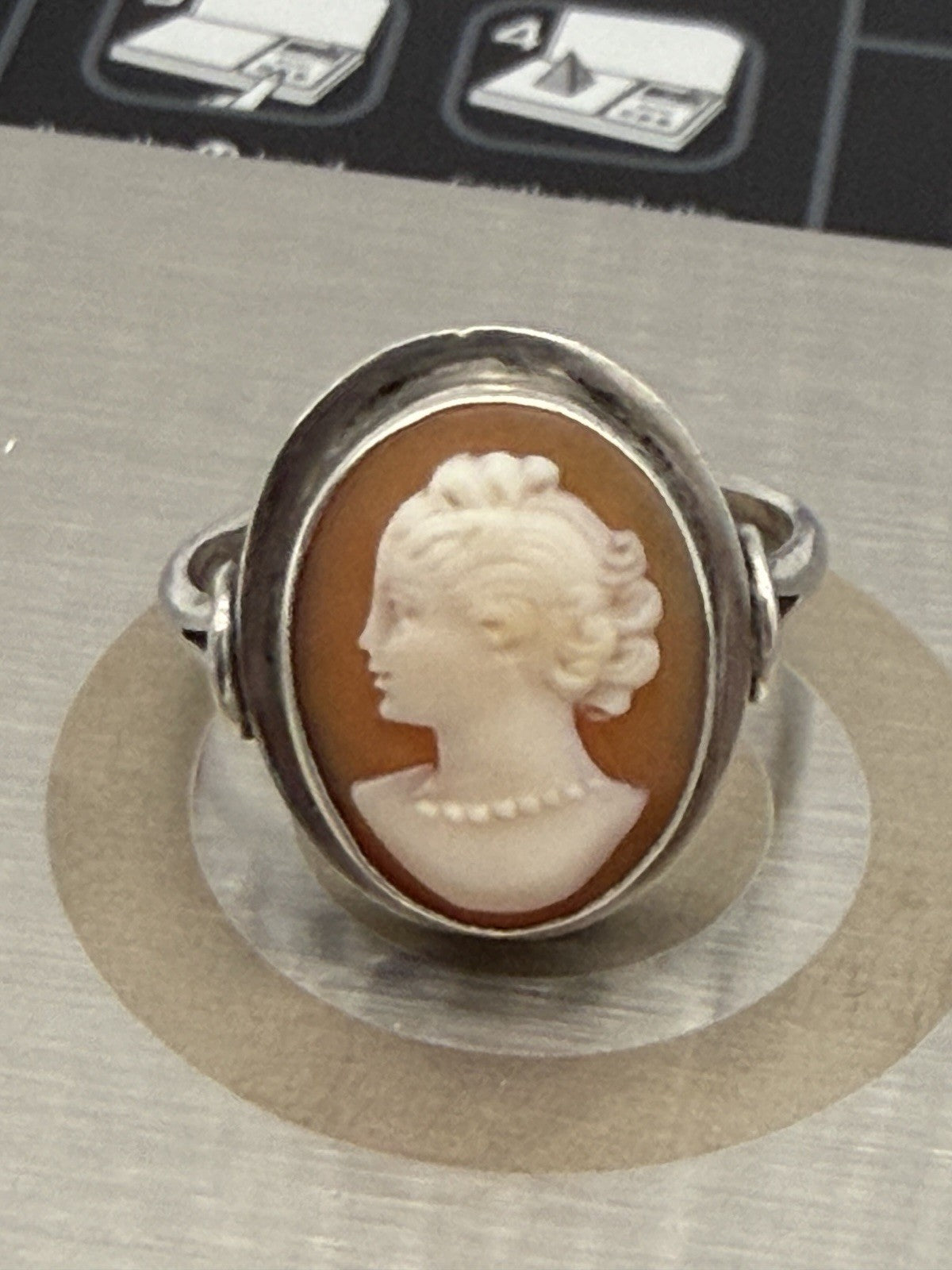 Antique Victorian Cameo Ring Silver Size 5.5 Hand-Carved Shell Design