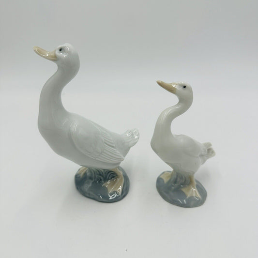 Lladró Ducks Figurines Porcelain Retired Made In Spain Vintage Glossy White Nao