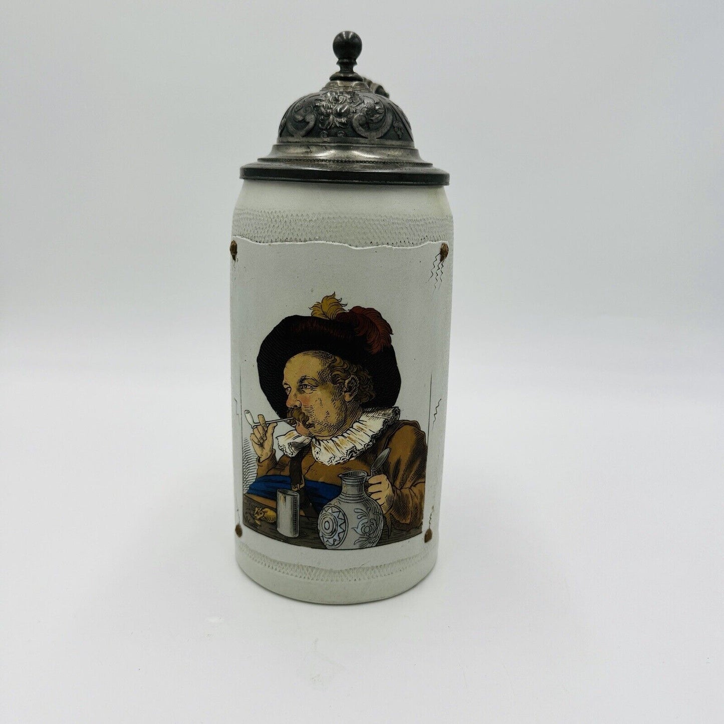 Mettlach Villeroy & Boch Beer Stein 1887 1L Large Germany  9.5”Antique Vintage