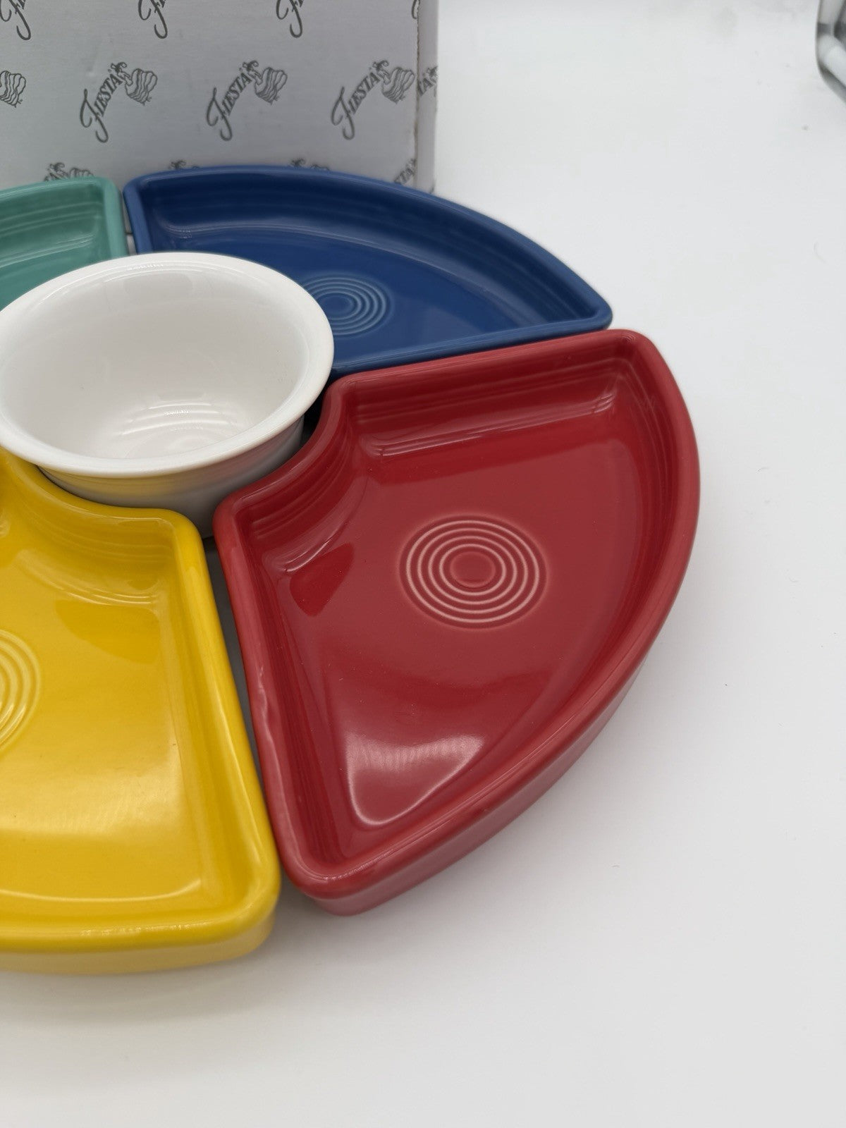 Fiesta Ware 5 Piece Entertainment Set Vibrant Blue Yellow Red White Turquoise