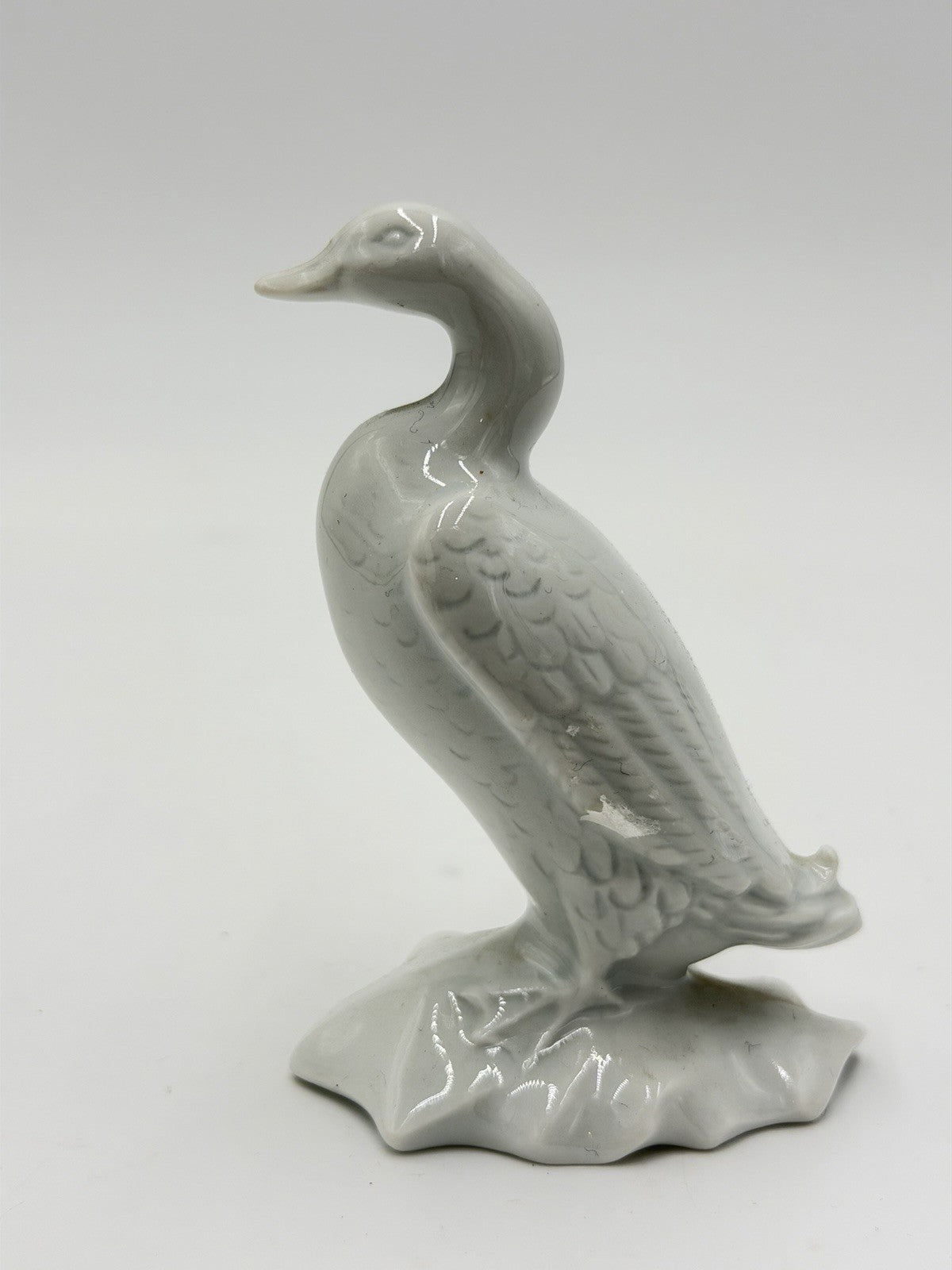 Haviland Limoges France white porcelain duck /mallard figurine Glossy Vtg 4”H