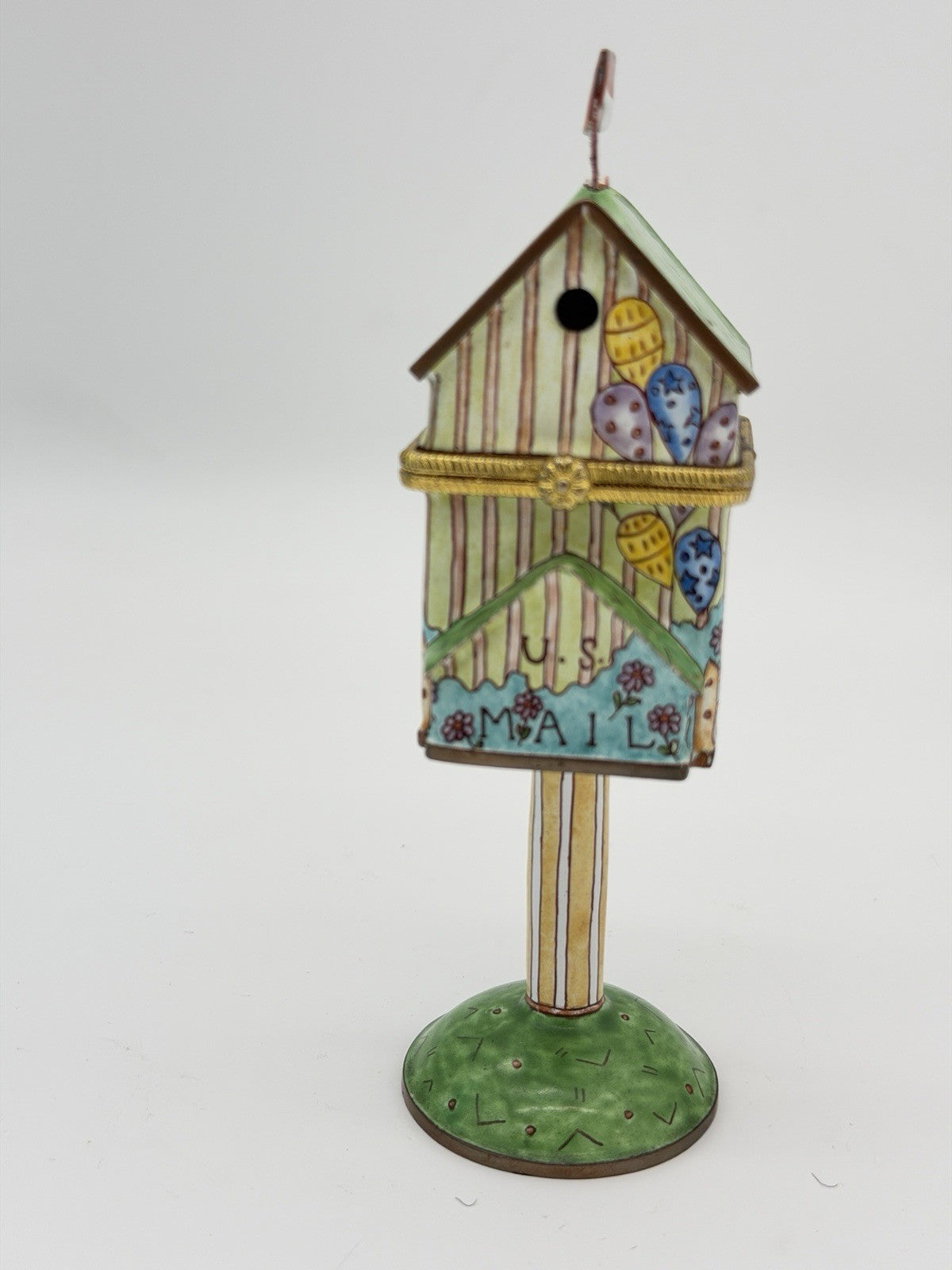 Empress Arts enamel trinket box U.S. Mail mailbox 6”birdhouse