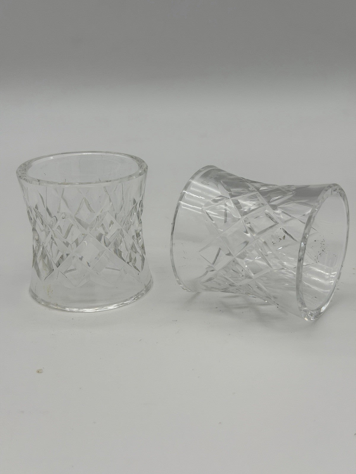 Waterford Ireland Crystal COMERAG DIAMOND CUT NAPKIN RINGS HOLDERS Set of 2