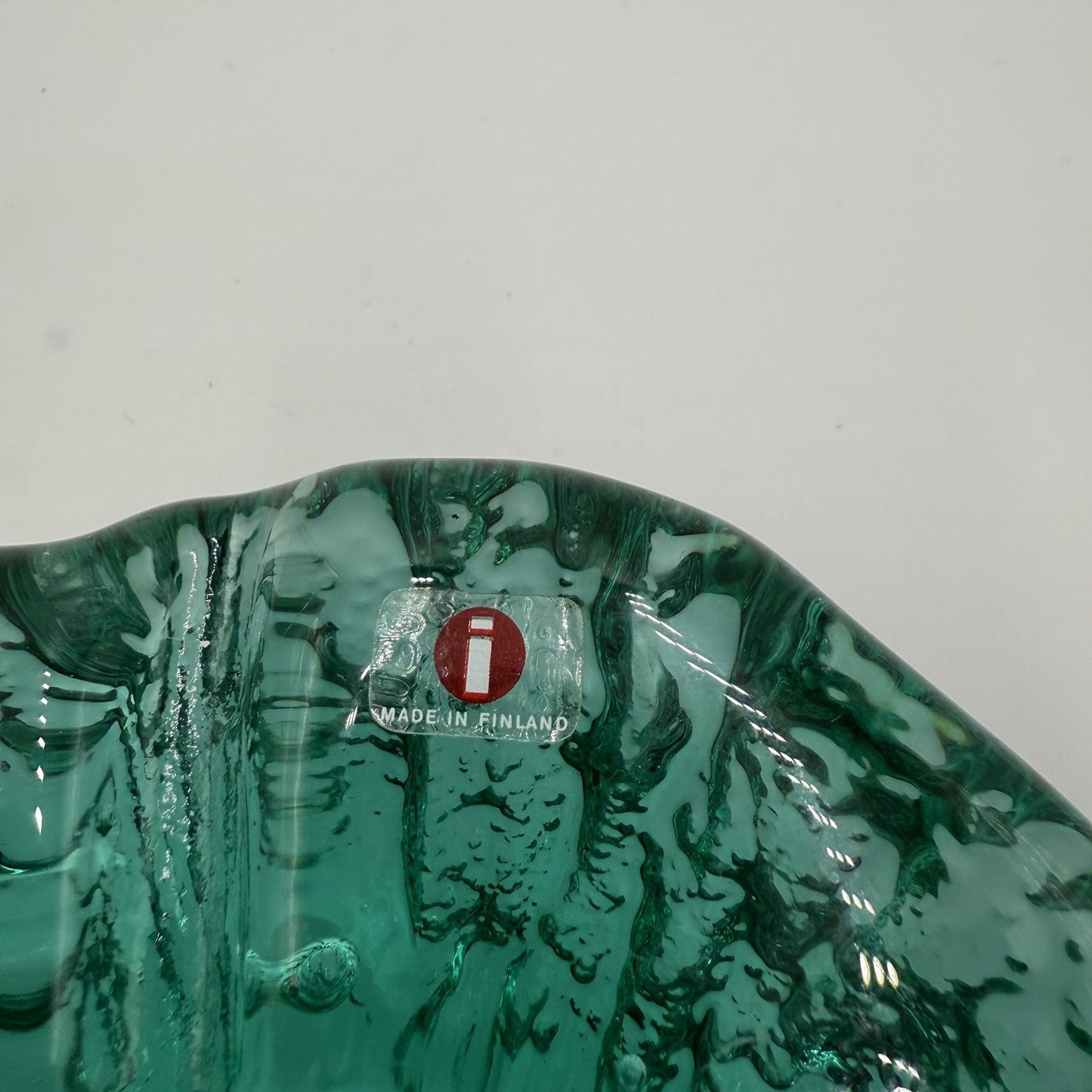 iittala Finland art glass green emerald ashtray footed bowl Rare 2” X 6.5”L X6”w