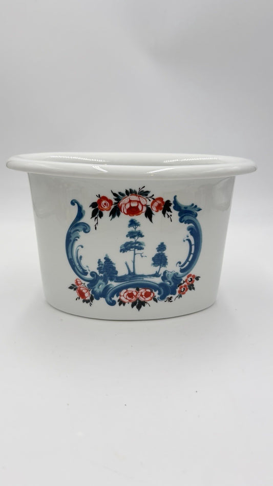 Rare Vintage Porsgrund Norway Porcelain Hand Painted Oval Floral Basin Bowl